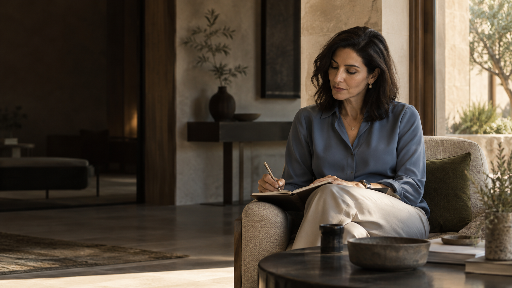 Illustrative woman preparing her thoughts before an introduction